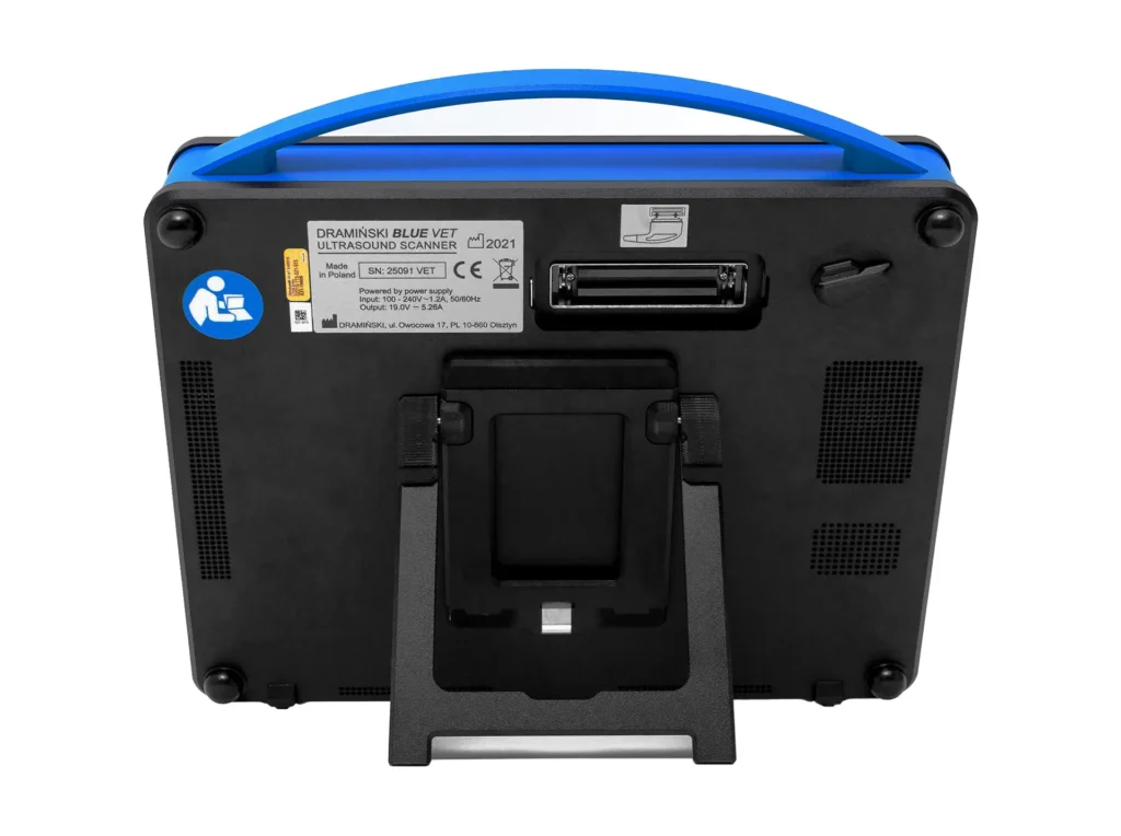 Échographe vétérinaire Blue Dramiński – vue arrière de l’appareil