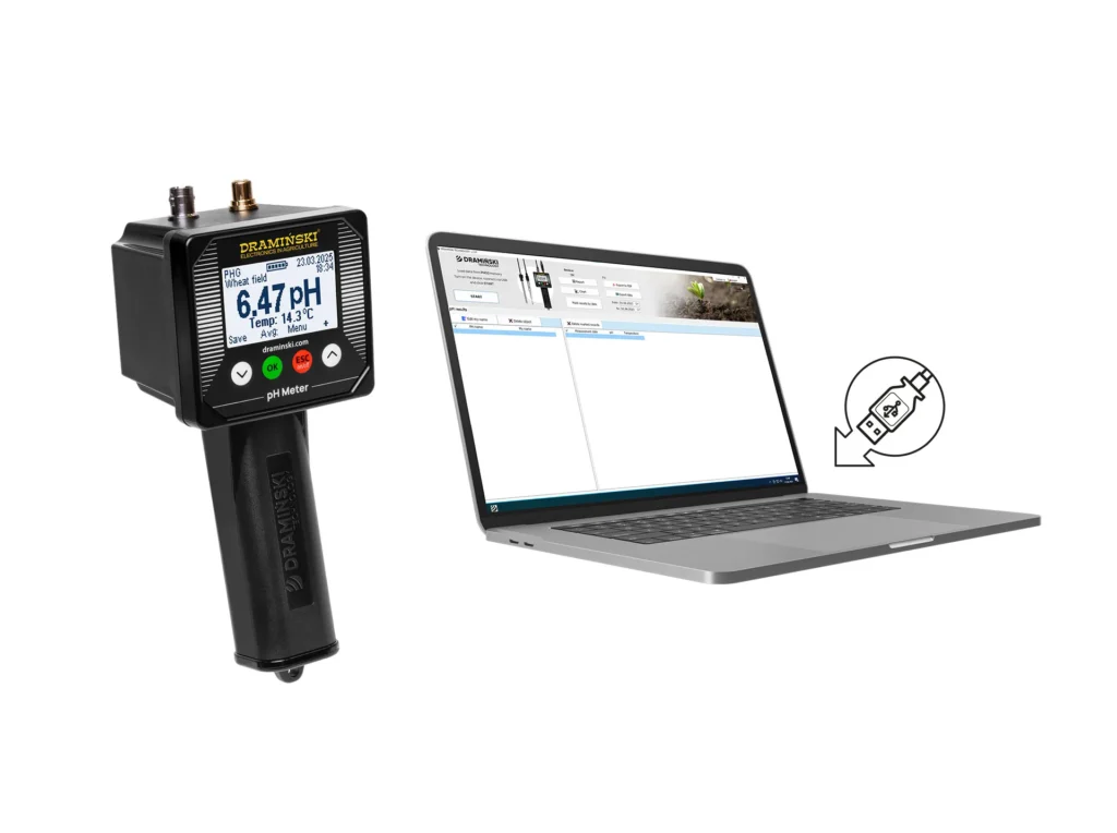 Vérification du pH du sol avec le PHG2 Dramiński et application gratuite