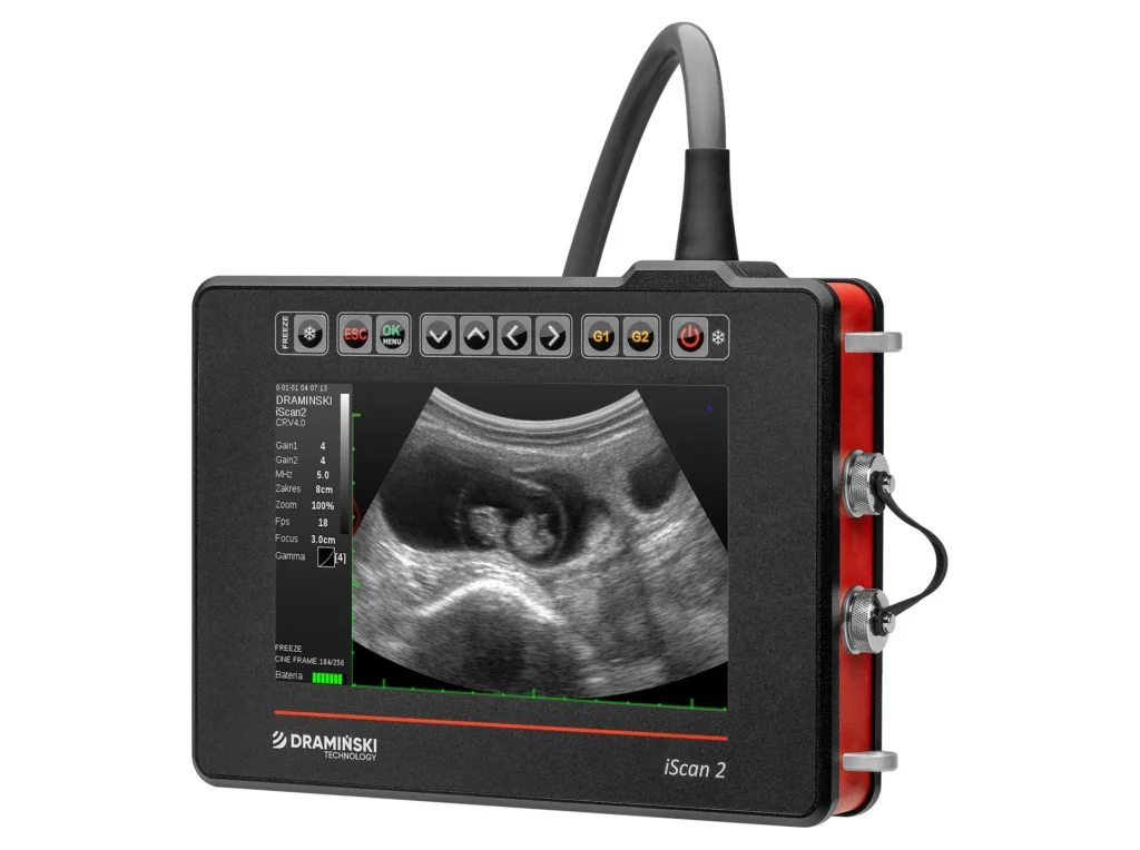 Echographe portable Dramiński iScan2 pour diagnostic veterinaire sur terrain