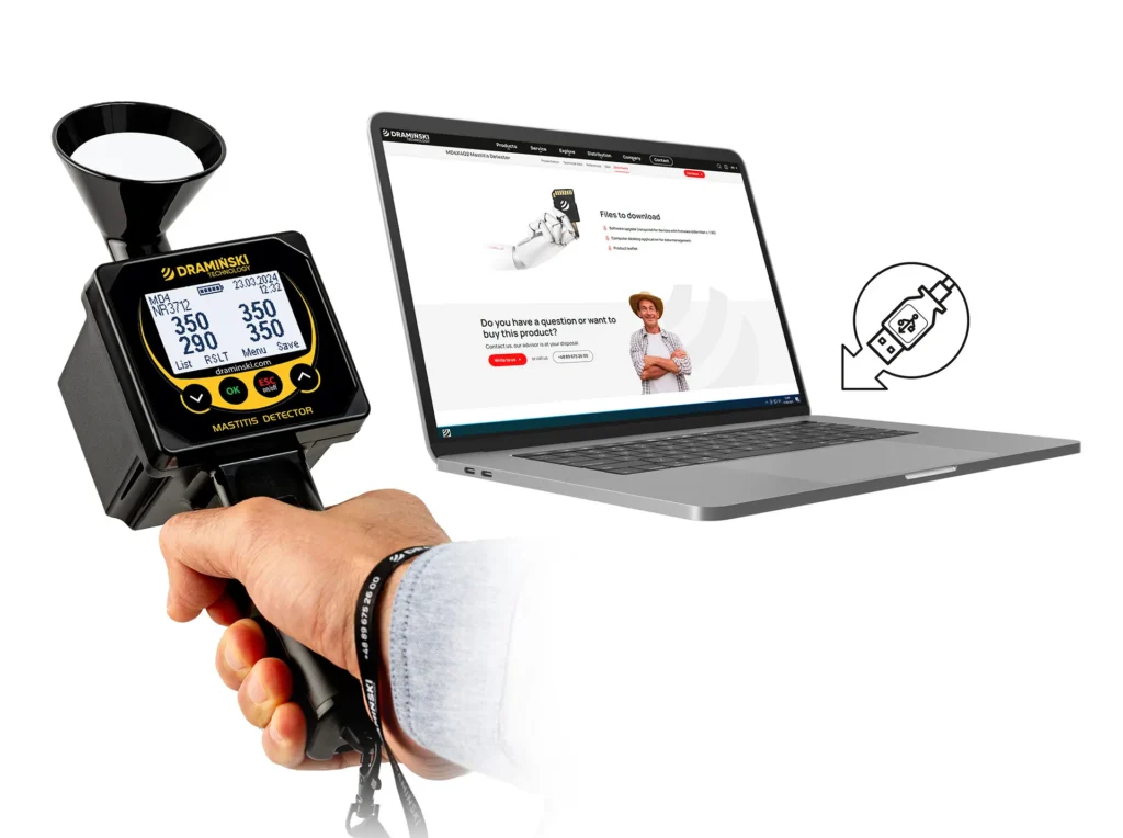 Connexion du détecteur de mastite MD4Q2 à un ordinateur portable