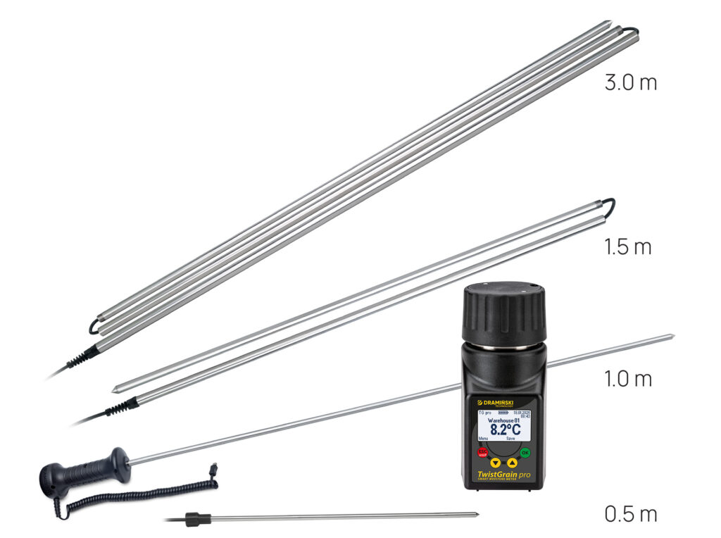 External temperature probes of different construction and length. TG pro agricultural thermometer