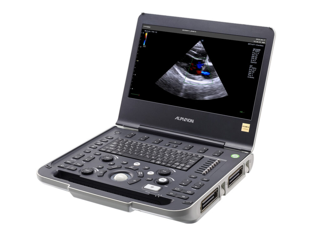 Panel sterowania ultrasonografu Alpinion XCUBE i9 w lecznicy weterynaryjnej